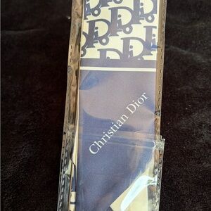 Navy and White Logo Silk Scarf